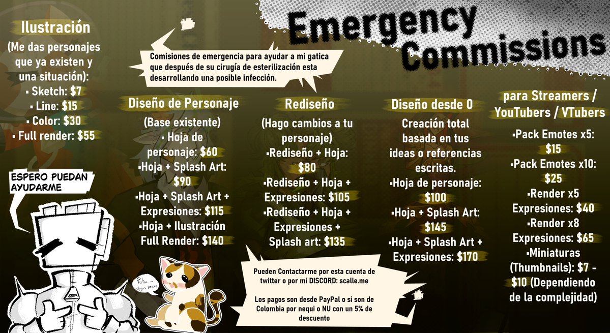 404_Scalle's tweet image. No me gusta tener que pedir ayuda así pero no tengo muchas opciones. 

OPEN EMERCY COMMISSIONS - necesito dinero para ayudar a mi gatita, mas info en el hilo: