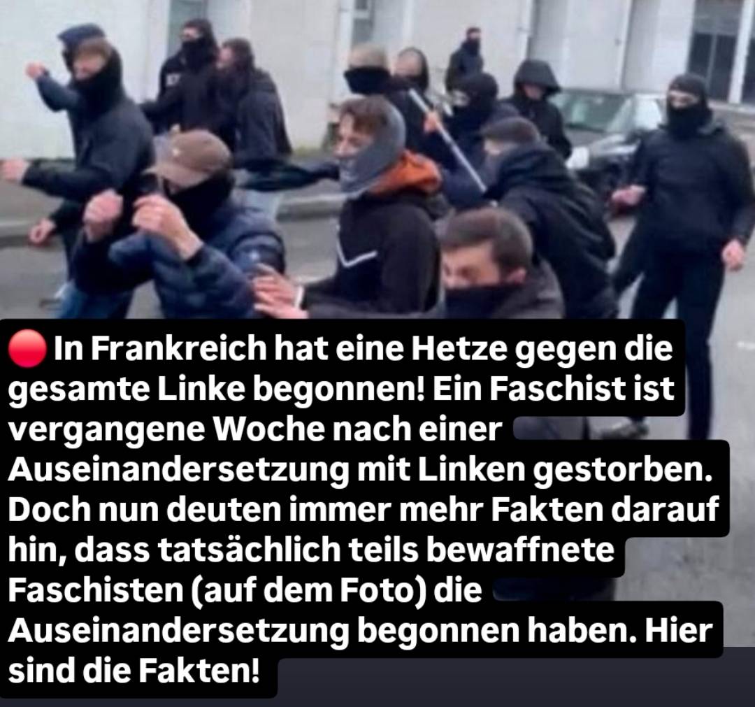 MichaelBonvalot's tweet photo. 🔴 Nach dem Tod des Faschisten Quentin Deranque hat in Frankreich eine Hetzjagd auf die Linke begonnen! 

Deranque war vergangene Woche in Lyon nach einer Auseinandersetzung mit Antifaschist:innen gestorben. Erst war von einem linken Angriff die Rede, 

1/ https://t.co/Fj9kUNqM3L