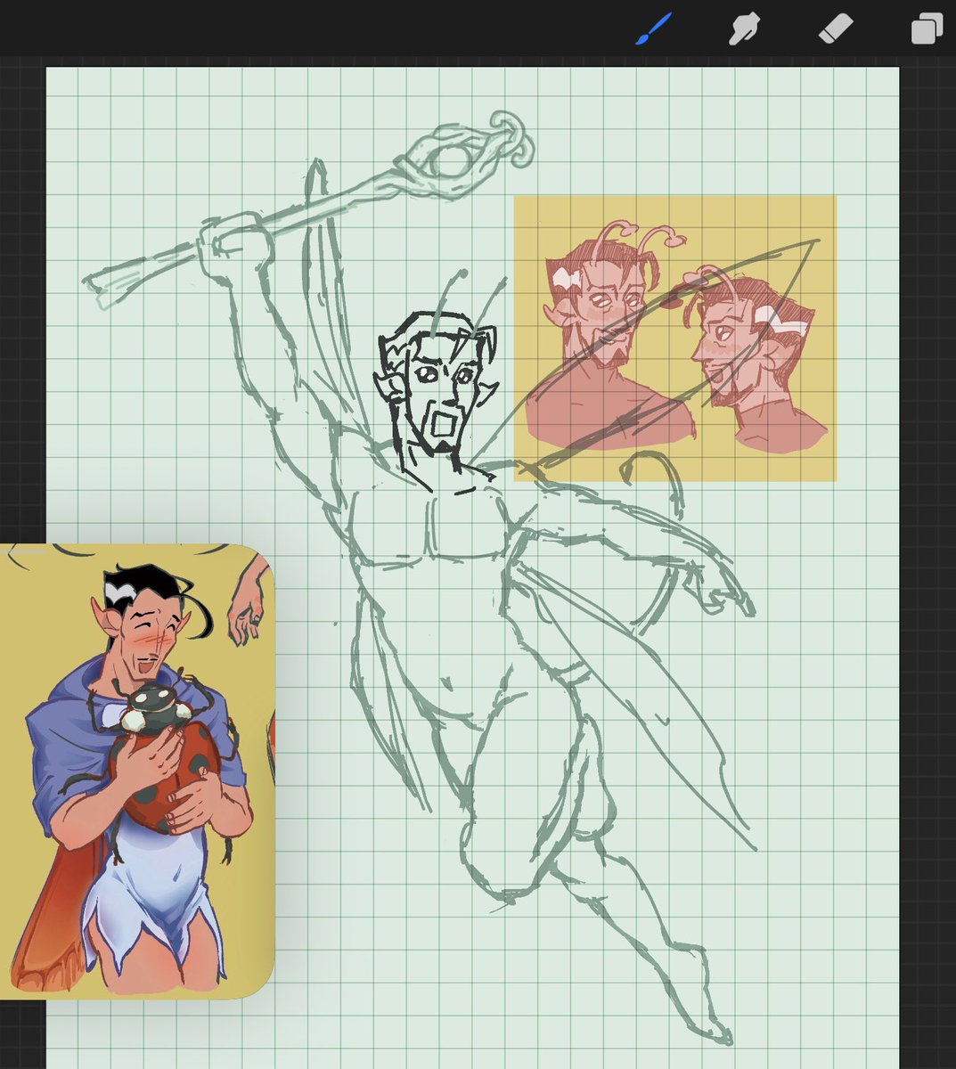 This has lowkey turned into my favorite way to draw Strange’s face. Just doing anatomy and pose practice. Also maybe a new fairy AU design for fun