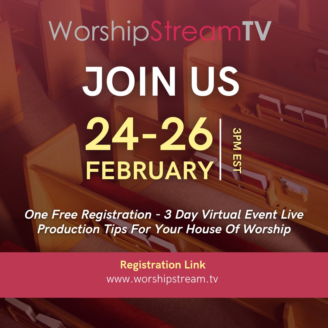 videoguys's tweet image. Join us in 6 days for Worshipstream, where we will have guest-led sessions on all things church broadcast AV, live demos, a chance for prize giveaways, and more! 🌟

Register now: worshipstream.tv

#Worship #Minitry #FreeWebinar #LiveStreaming #Broadcast #PTZ
