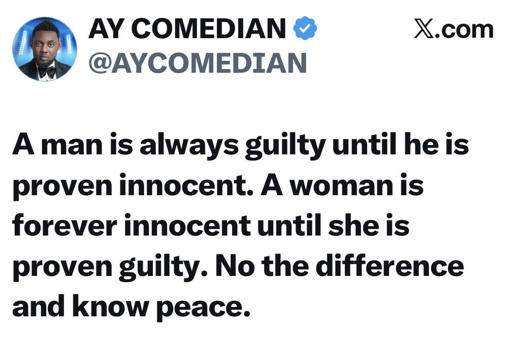 instablog9ja's tweet photo. Comedian AY stirs debate after making a bold statement https://t.co/AJFhDEmEiq