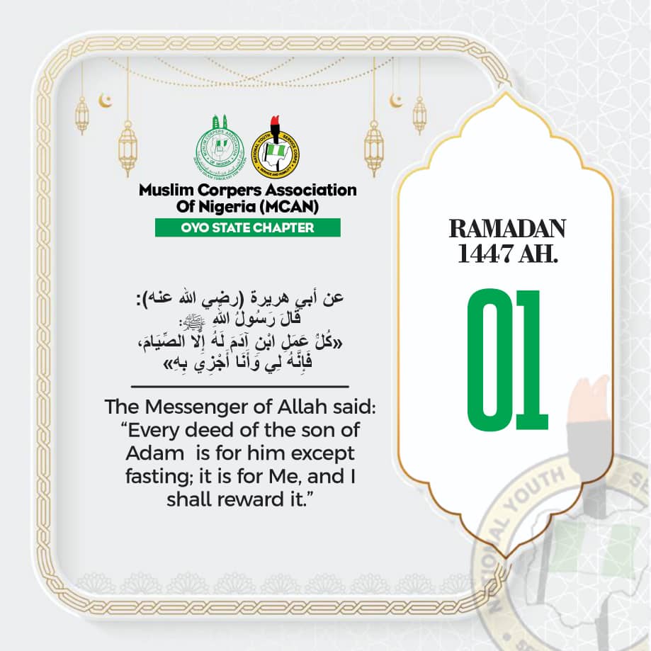 mcanoyosc's tweet photo. RAMADAN 1447 AH Day 1

Today isn't only the first fast; it is the first step towards forgiveness, taqwa, and a renewed heart. 
May this Ramadan purify our hearts, forgive our sins, and draw us closer to Allah. 

Feed a fasting Muslim Today
3072271161 | First Bank | MCAN Oyo State https://t.co/nN7oKV8PQz
