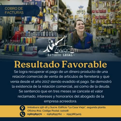 AVVOCATI_Ec's tweet photo. Facturas desde el 2017 que no venían siendo pagadas a la empresa, tocó iniciar el cobro judicial, justificando plenamente la preexistencia de la relación comercial.

Se condenó a la parte deudora a cancelar en un plazo no mayor a tres meses los valores determinados en sentencia. https://t.co/V3b5H1wf9z