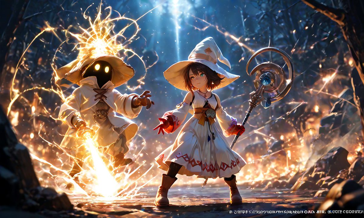 Bit3Qa's tweet image. ff10 ユウナ(白魔道士)とFF9ビビ(白魔道士)