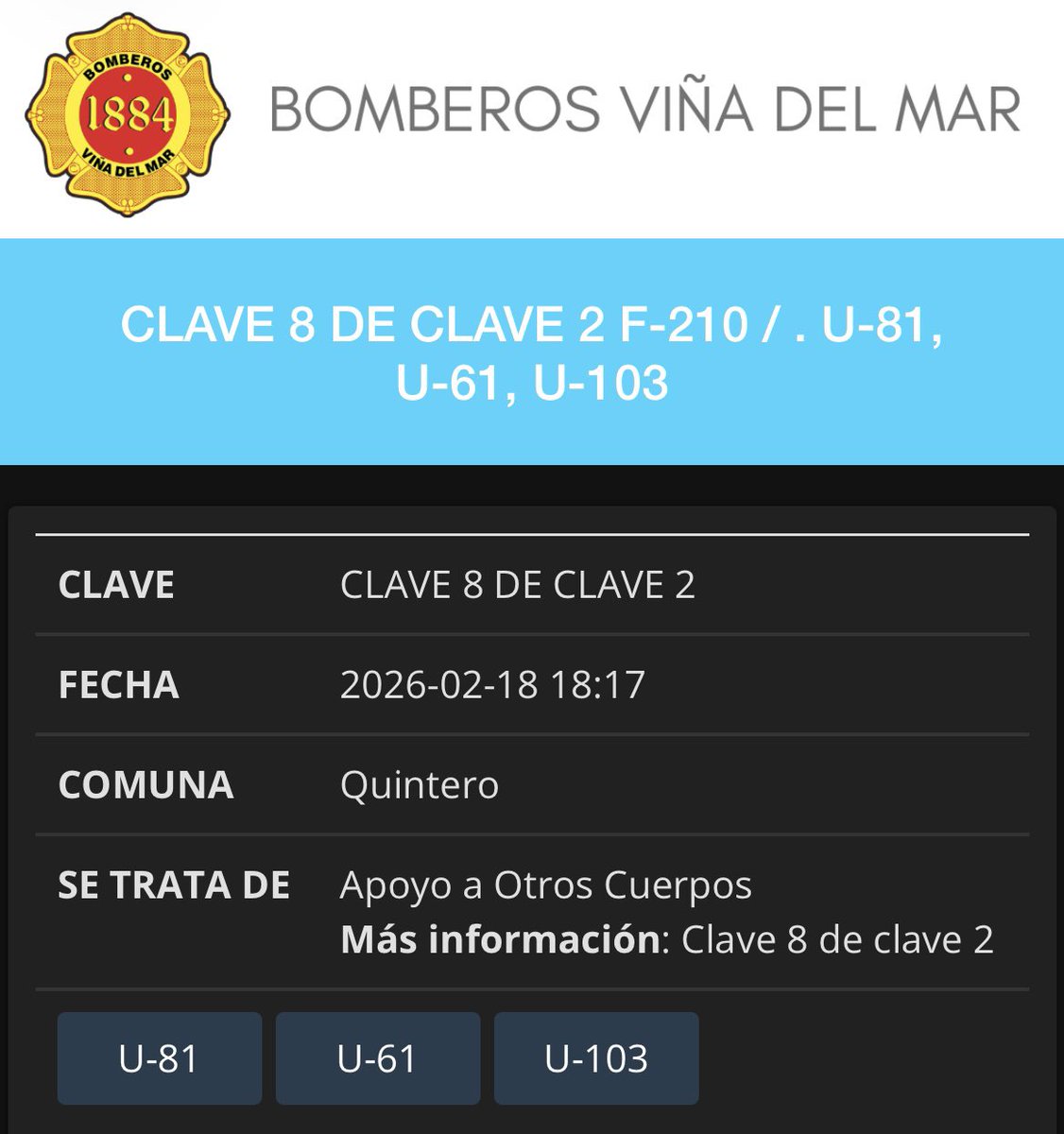 Bomberos ViñadelMar tweet media