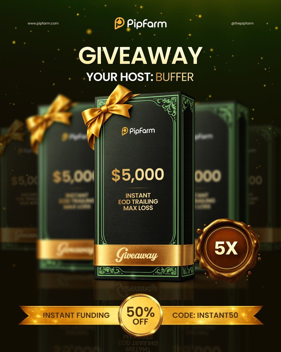 PipFarm Giveaway Alert! 🚨

$25k up for grabs.

We’re giving away 5 × $5,000 EOD Trailing Instant Accounts

🟡 Follow:
<a href="/LynX_Void/">LynX</a> | <a href="/MRsajib07/">Mr Sajib</a> | <a href="/anuraj_fx/">ANURAJ FX</a>
<a href="/PT_DIMENSION/">PROP TRADE DIMENSION</a>

🟡 Like 🔁 Repost 

🟡 Tag 3 trader friends

🟡 Send Proof 

Winners in 72 hrs.