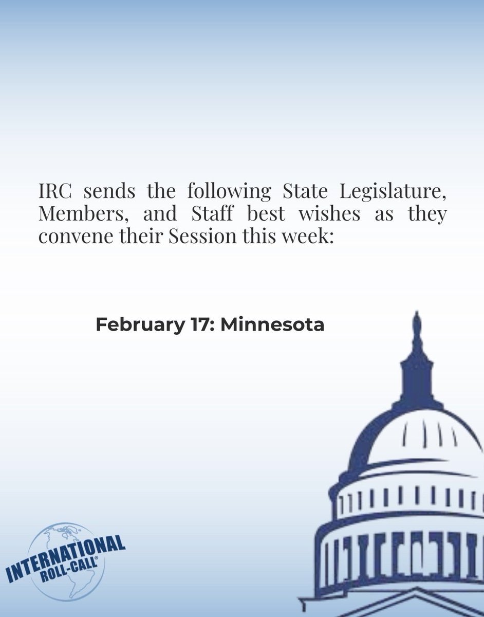Wishing luck to the State Legislature heading into Session this week. IRC support is always available to you for whatever needs or concerns that may arise. Simply visit our website at roll-call.com/customer-suppo…