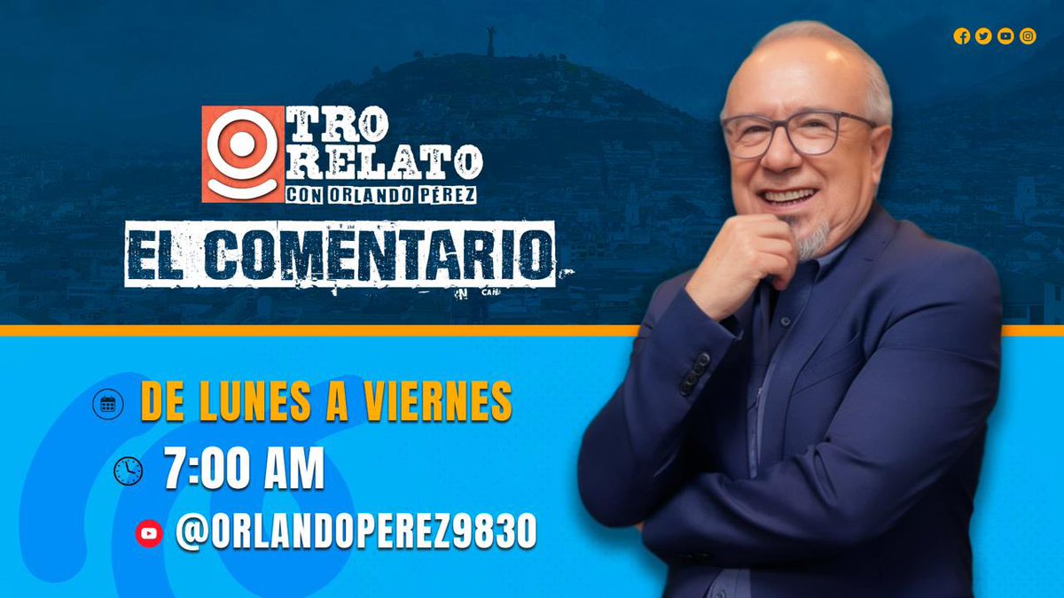 OrlandoPerezEC's tweet image. 📌#Agéndalo l No te pierdas #ElComentario en #OtroRelato con Orlando Pérez para pensar en voz alta.

🗓️De lunes a viernes a las ⏰7:00 AM en nuestro canal de Youtube ⬇️
youtube.com/@orlandoperez9…