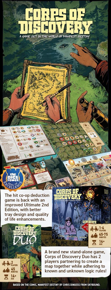 Corps of Discovery: 2nd Ed. + Duo
New improvements to the hit deduction game, plus a new stand-alone 2-player game! buff.ly/E5DhtTe