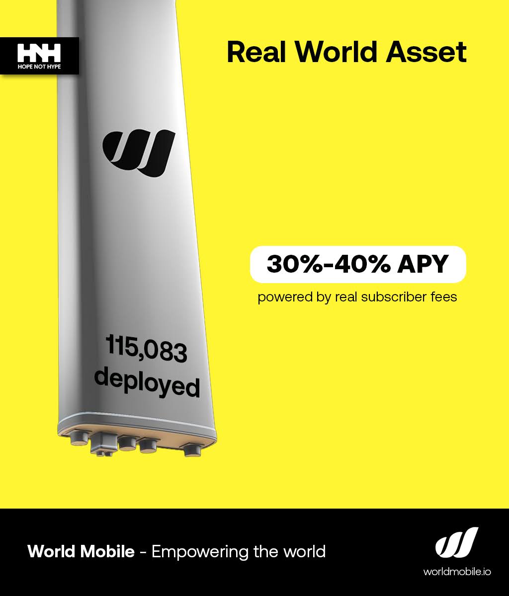 <a href="/RWAwatchlist_/">Real World Asset Watchlist</a> World Mobile $WMTx

Get 30%-40% APY by owning part of the $3T industry: telecom.