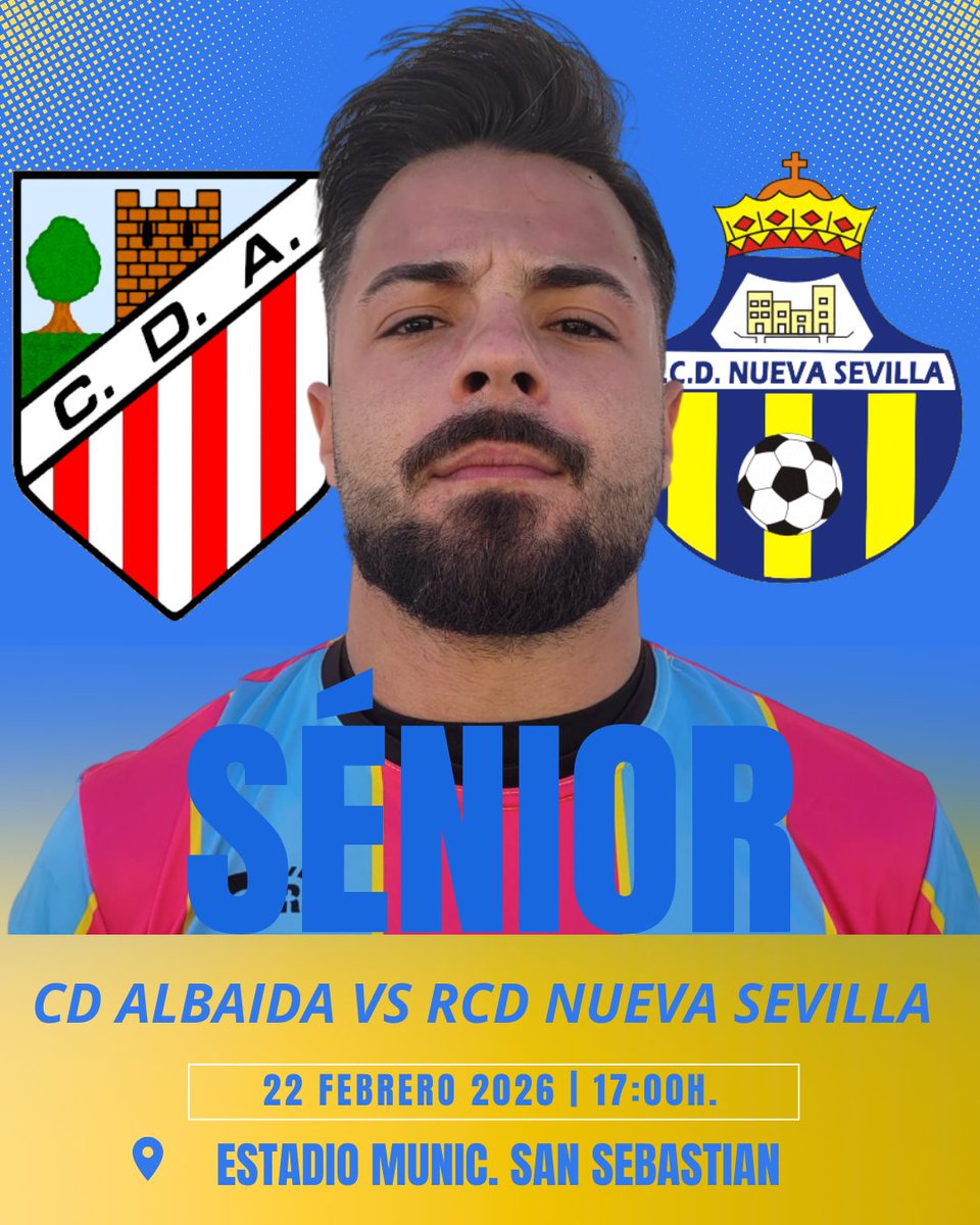 ⚽️ SENIOR / 19ª JORNADA
📆 22 de Febrero / Domingo
🛫 al 🏟️ Estadio Municipal San Sebastián
⏰ 17:00 Horas
🆚 <a href="/CAlbaida/">C.D. ALBAIDA</a>  

#sentimientoauriazul