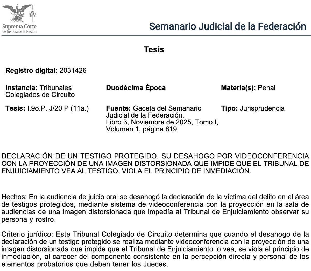 🎥⚖️ Testigo protegido con imagen distorsionada: cuando la protección rompe la inmediación

En un juicio oral, la víctima declaró como testigo protegido mediante videoconferencia. Hasta ahí, nada extraordinario. El problema fue que en la sala se proyectó una imagen completamente