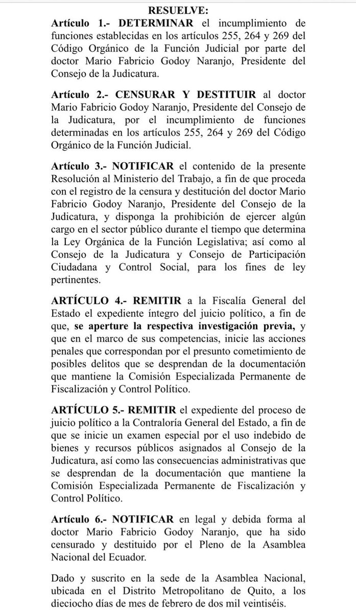 Aunque el oficialismo intentó interrumpirnos y poner trabas hasta el último minuto en este proceso de juicio político, no nos callaron. Desde la <a href="/BancadaRC5/">Bancada Ciudadana</a>, mocionamos la censura y destitución de Mario Godoy.
Que el país vea quién vota por la justicia… y quién por el