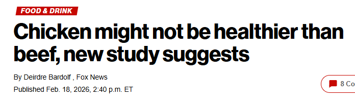 Filim adamları, insanları etten soğutmak için ellerinden gelen her şeyi yapıyorlar. 
Kırmızı et diyabete sebep oluyor diye karalanmıştı.
Bu çalışmada da bugüne kadar emniyetli olarak bilinen tavuk etinin kırmızı etten farklı olmadığı ileri sürülüyor.
Kırmızı eti de beyaz eti de