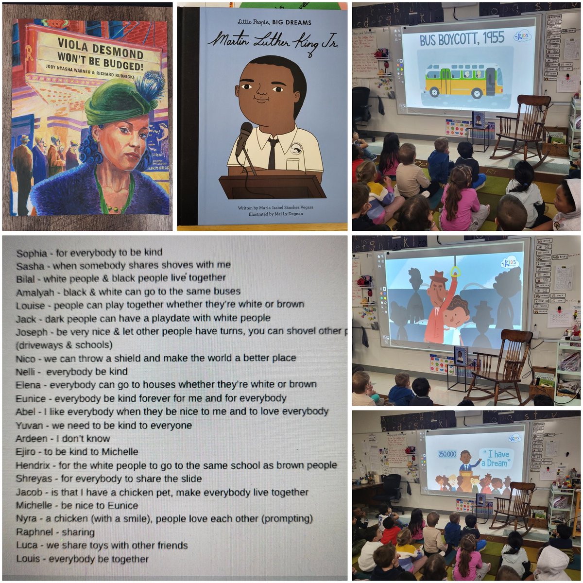 We have been reading stories about famous people for BHM (&amp; everyday). Our discussions have been about skin colour, equality, peaceful protests with words (not violence) &amp; MLK's dream. Then we asked them what their dream was for a better world. <a href="/OttCatholicSB/">Ottawa Catholic School Board</a> <a href="/ChapelHillOCSB/">Chapel Hill Catholic School</a>