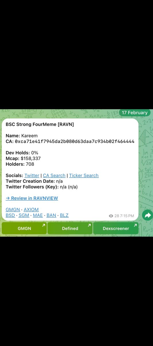 wandaii347's tweet photo. Info call meme ramadhan bagus nih

$Kareem
0xca71e41f7945da2b080d63daa7c934b02f464444
Alerted at ~$158K MC.

ATH: ~$775K MC (currently ~$480K MC)

#kareembsc 
#fourmeme
#bsc
#meme
#ramadhan
#puasa https://t.co/eIVqWMeJpZ
