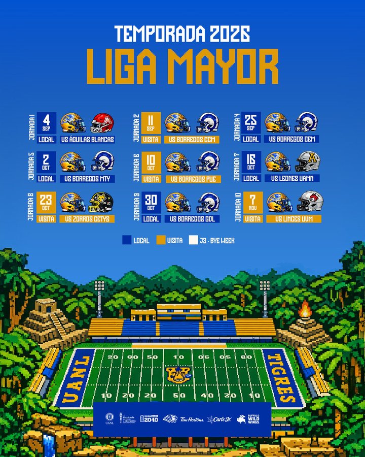 🏈Caray!! Auténticos Tigres 🐯 pasó de nivel con su calendario 2026