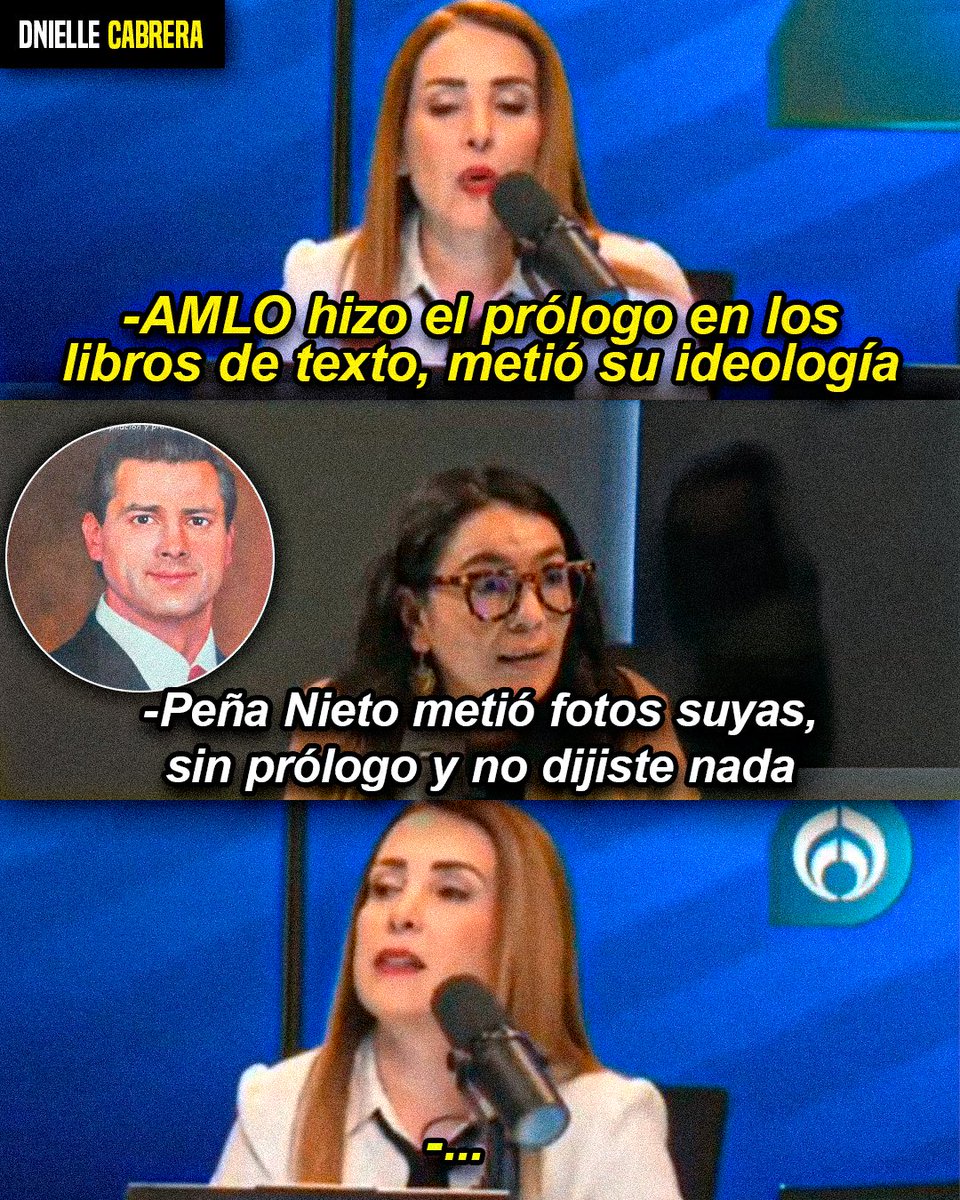DnielleCabrera's tweet image. 😂| Azucena Uresti se molestó porque AMLO hizo el prologó en un libro de texto, hablando sobre la historia del país, pero le recuerdan que no dijo nada cuando Peña Nieto sin hacer prólogos ni nada metió fotografías suyas.