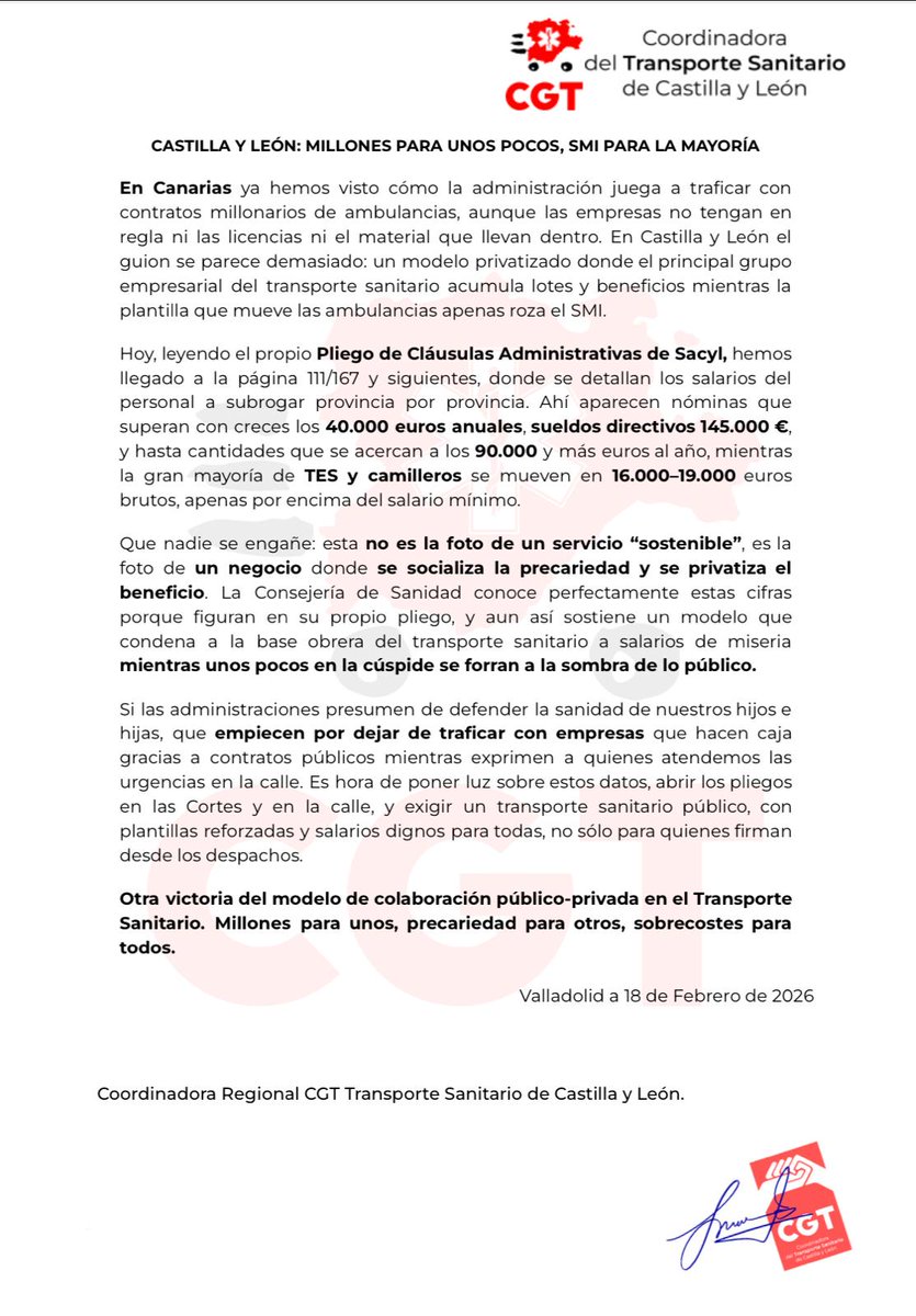 #TES #TESVISIBLE #TESENLUCHA #TESPUBLICOS #TRANSPORTESANITARIO
#EMERGENCIASSANITARIAS #SALUDPÚBLICA #EMERGENCIAS112
#TRANSPORTEPROGRAMADO #TESDIGNO #SOYTESNOCONDUCTOR
#AMBULANCIAS #LOSINDISPENSABLESTES
#CGT #CGTCYL #CGTTESCYL #CGTTRANSPORTESANITARIO
#DIGNIDADPARALOSTES