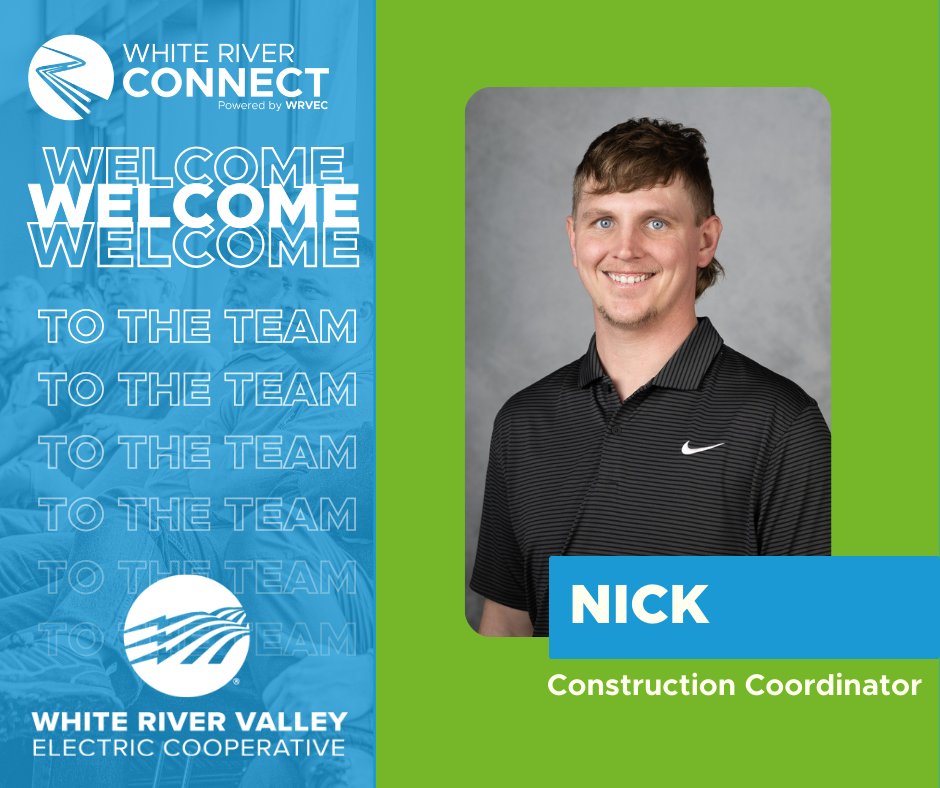 WR_Connect's tweet image. White River Connect is growing! We are excited to welcome Nick as our new Construction Coordinator. Help us give him a warm welcome to the White River family!