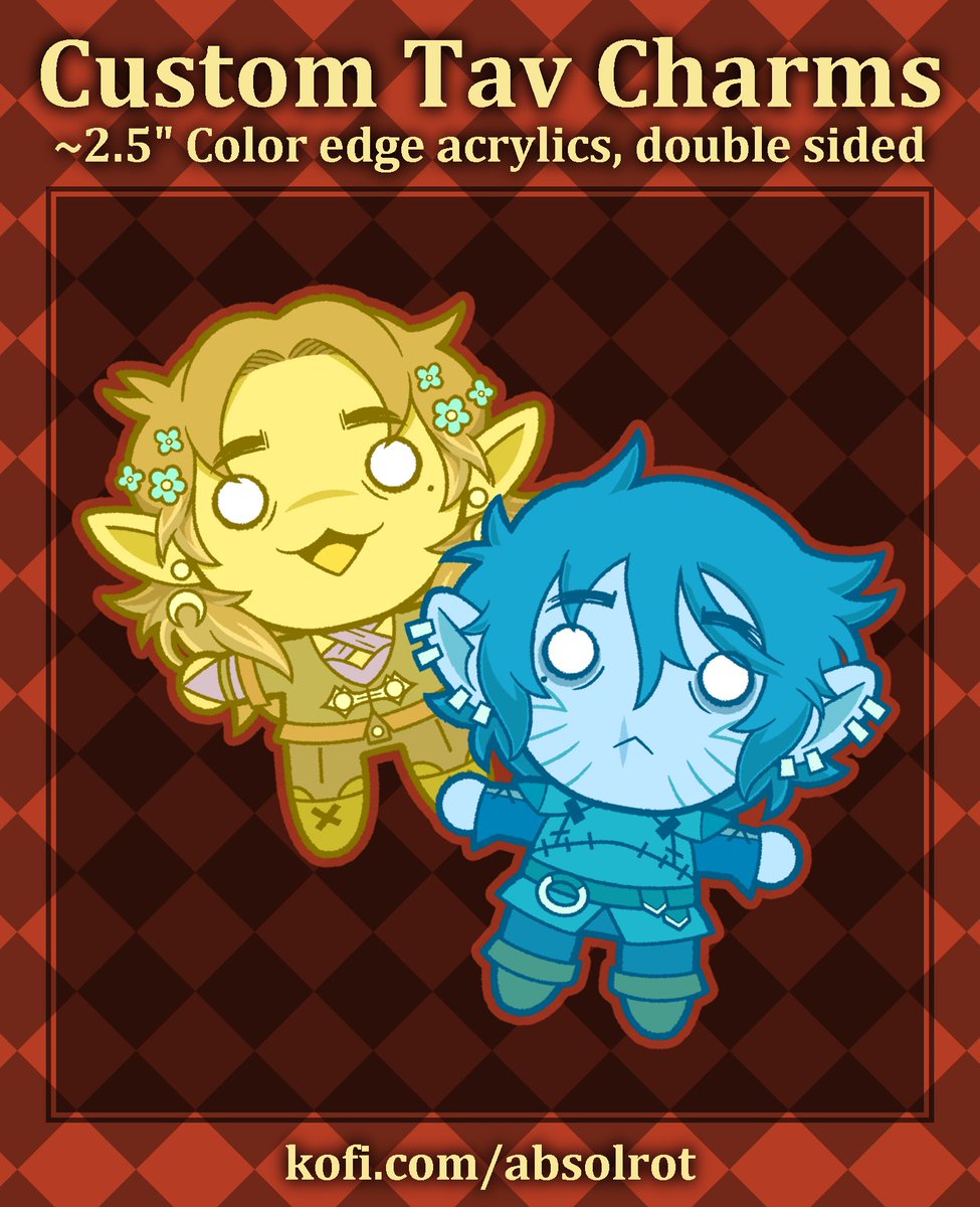 Absolrot's tweet image. Due to a sudden move, i'll have to pitch in with both expenses and the final rent so if anyone's interested in a custom charm from me, they're still going strong!!
ko-fi.com/absolrot/commi…