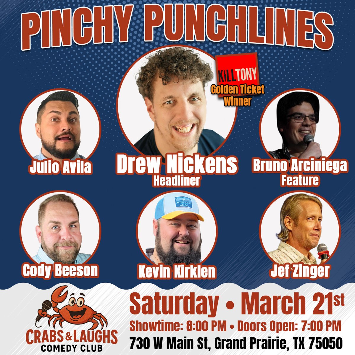 We are excited for Drew Nickens to be back in town on Saturday, March 21st at Crabs &amp; Laughs Comedy Club in Grand Prairie, TX!

This lineup is stacked with hilarious comedians from all over the metroplex. 

Ticket Link In Bio

#DFWcomedy #GrandPrairie #GrandPrairieTX #928Comedy