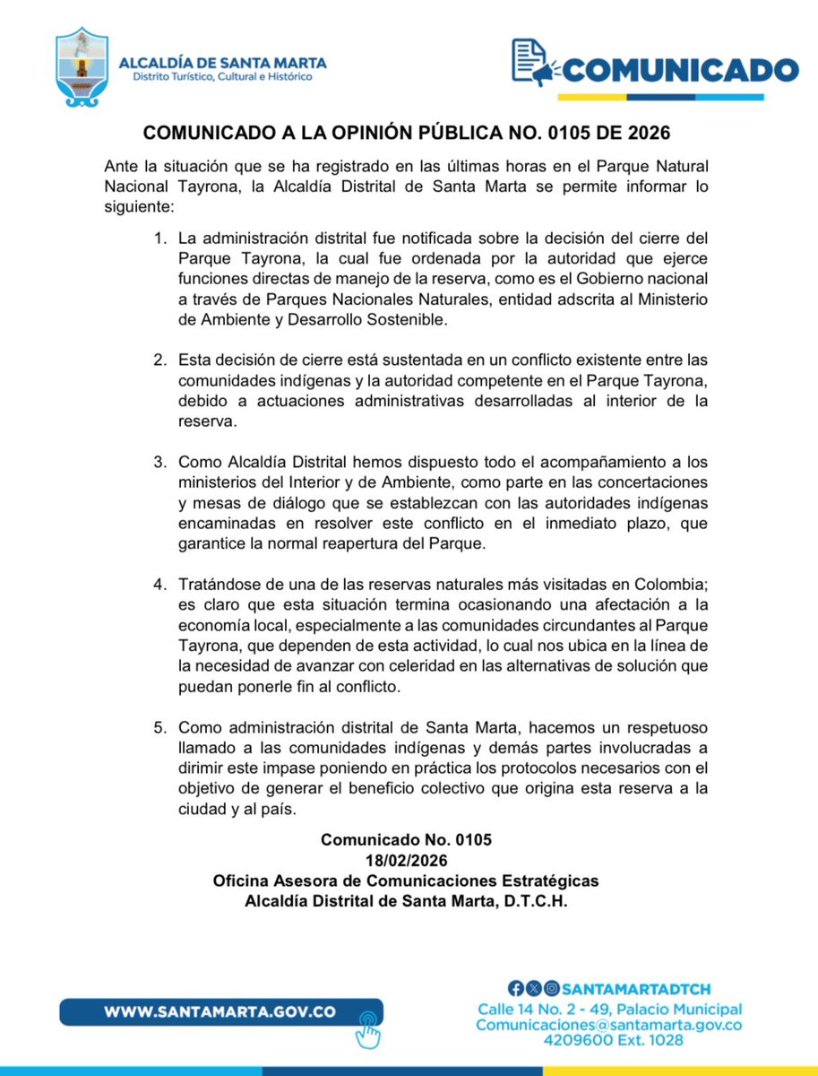 Alcaldía de Santa Marta tweet media
