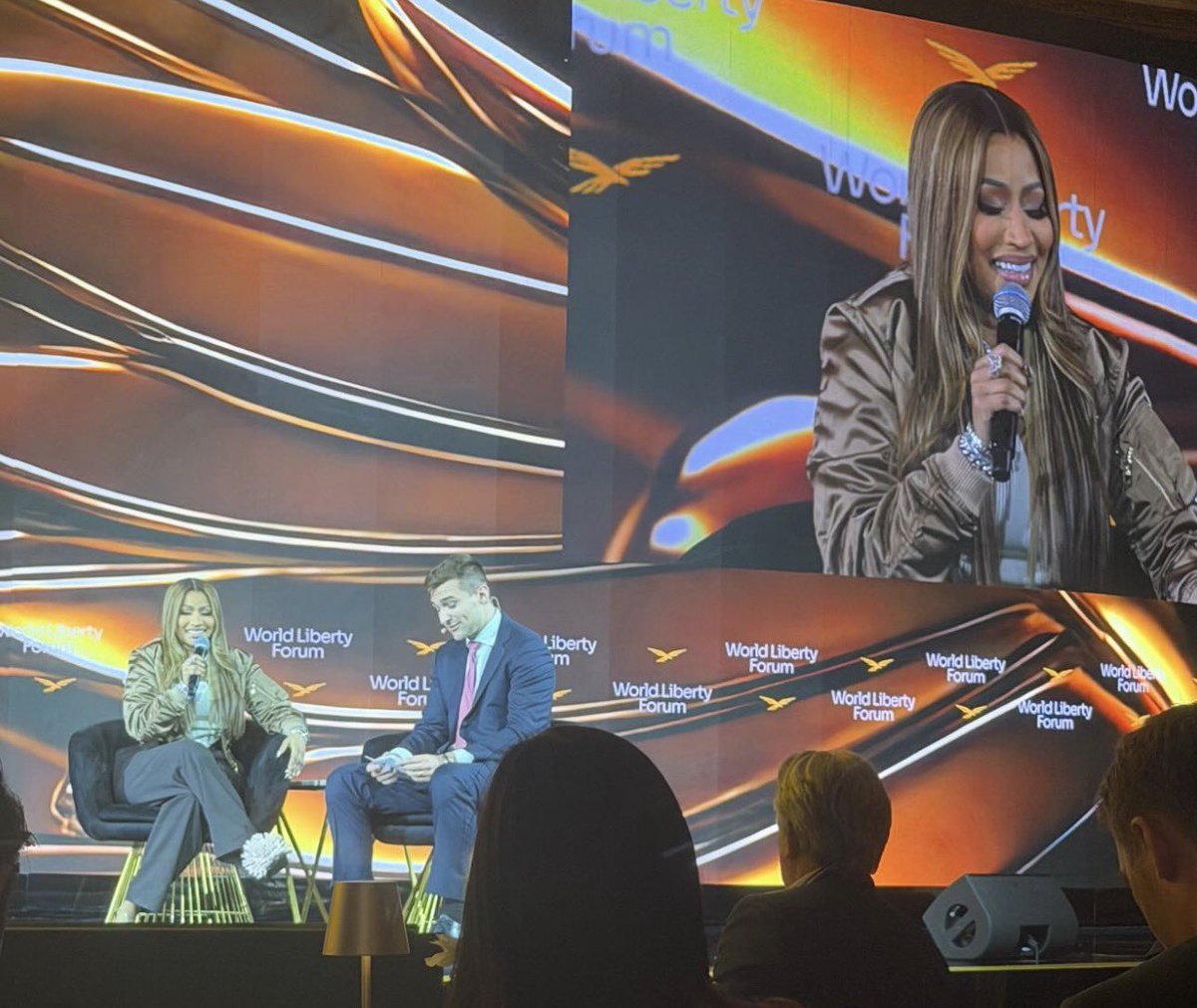 ‼️| <a href="/NICKIMINAJ/">Nicki Minaj</a> is now on stage at the World Liberty Forum event.