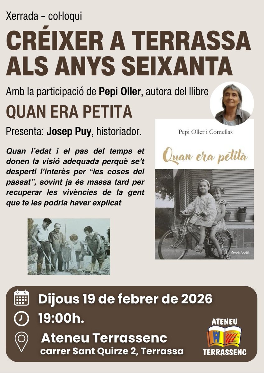 pepioller's tweet photo. Demà dijous, compartiré una bona estona amb la gent de l'@AteneuTerrassen https://t.co/Rieh1d1YkA
