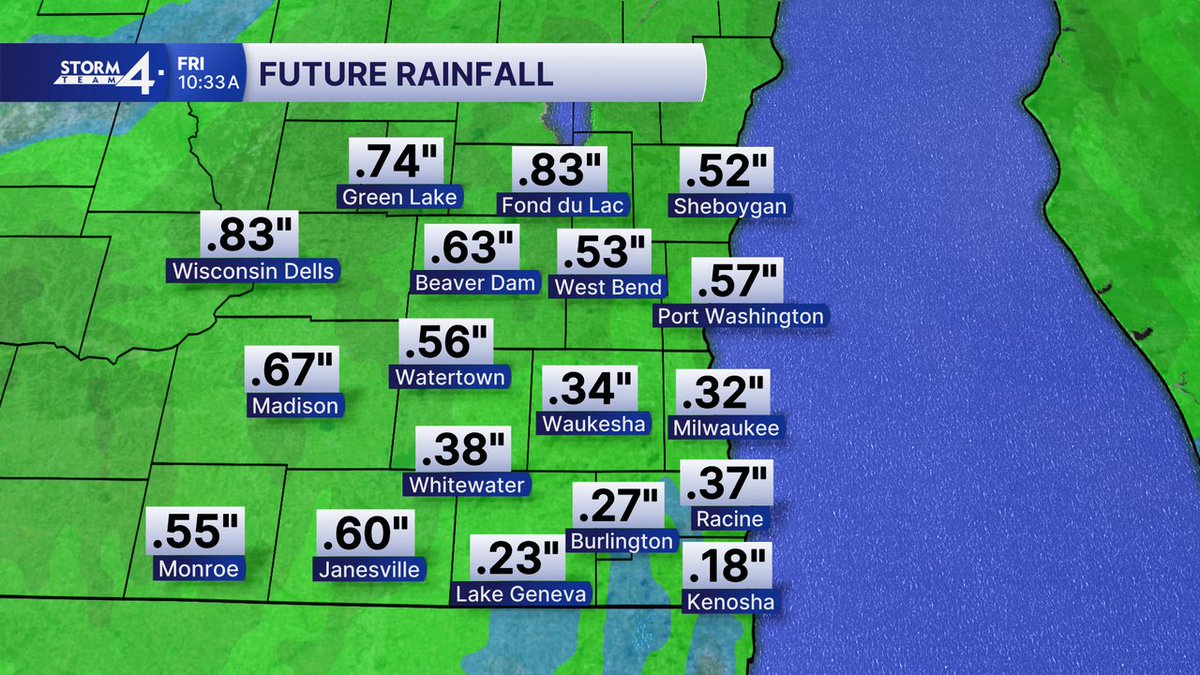Soaking rain on the way Thursday night for SE Wisconsin...