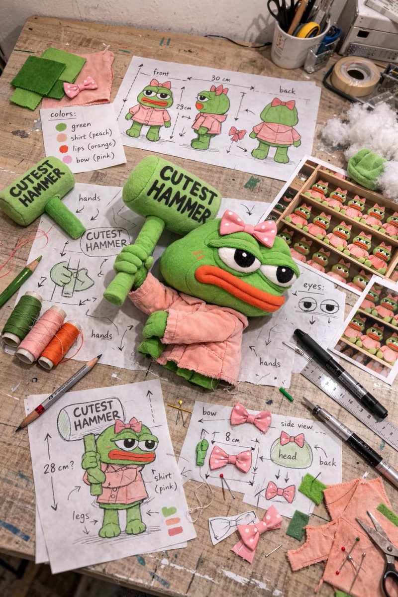 🚨 IT’S OFFICIAL! 🚨
The CutestHammer brings a major revolution for the Pepu history 💥

We are thrilled to announce the development of the Cutest plush 🧸
👉 The prototype will be revealed in 15 days… 

And that's not everything:
CutestHammer is going VIRAL! 🔥
We’re also
