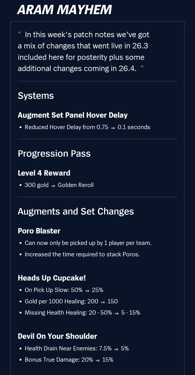 ARAM Mayhem 26.4 Patch Notes...leagueoflegends.com/en-us/news/gam…