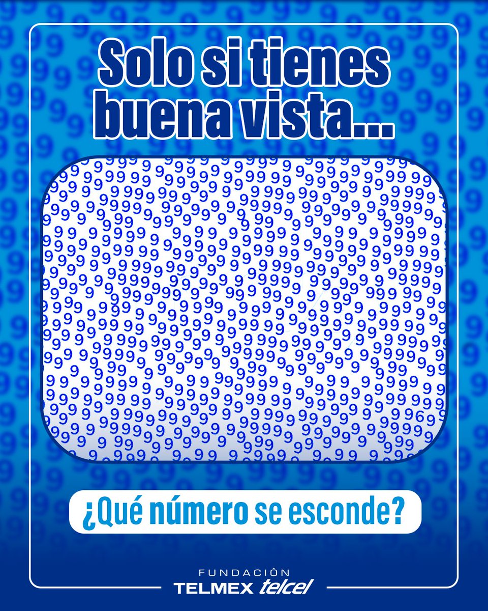 fundaciontelmex's tweet photo. Reto rápido para tu mente 🧠

#Becario/a si lo encuentras en menos de 10 segundos, tienes buen ojo 👀  

Concéntrate, respira y activa tu enfoque.   

👉 Escríbe listo en comentarios y reta a alguien más.

  #retovisual #activatucerebro #desafio #concentracion #ponaprueba https://t.co/I02zzAMTJC