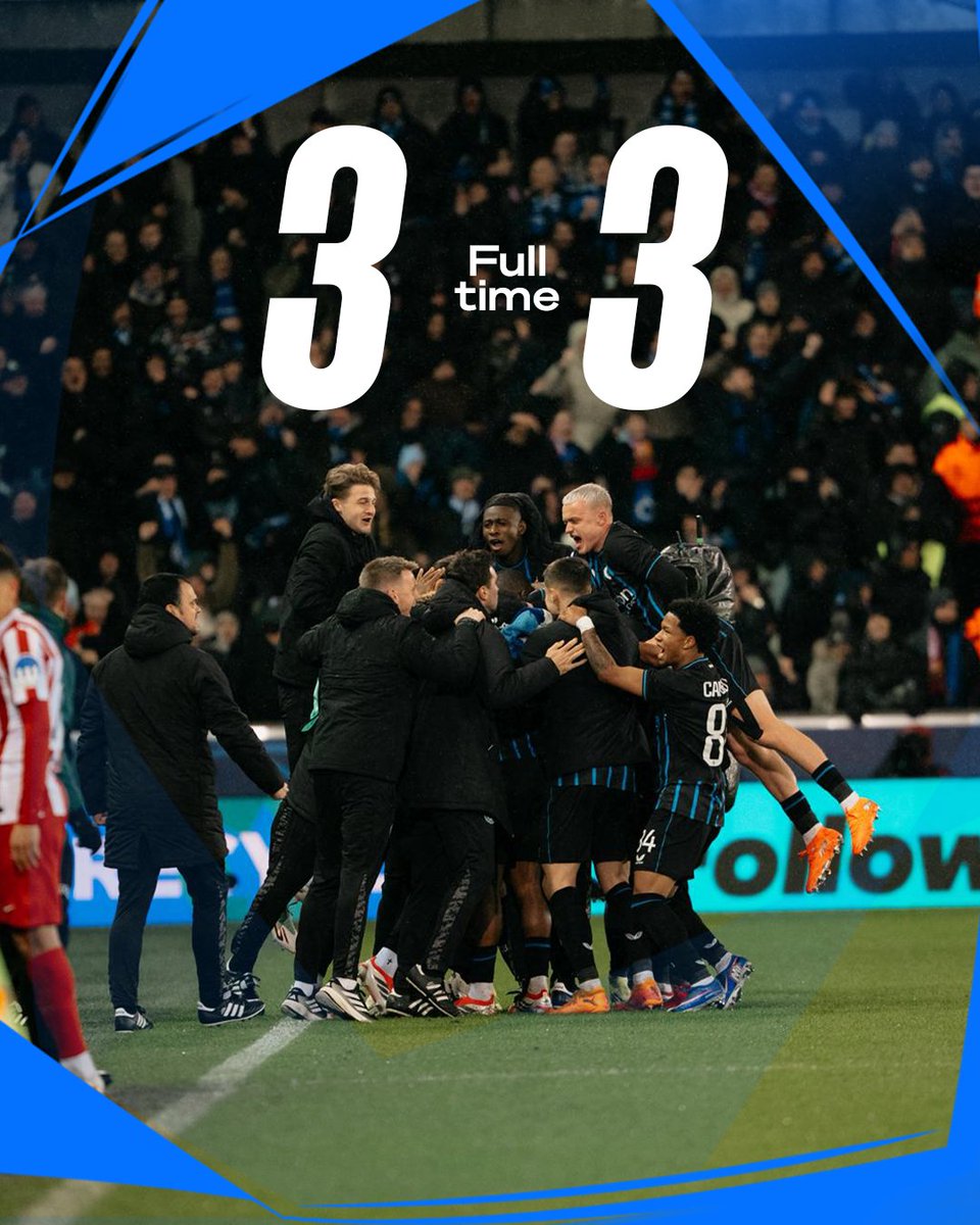 ClubBrugge's tweet photo. We fought back!! 👊 All to play for next week! 🔵⚫ https://t.co/iPlw2KnbS1