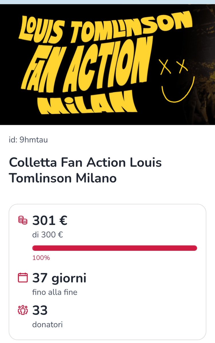 Ci siamo🙏🏻
Abbiamo raggiunto il nostro goal!
qualsiasi donazione che verrà effettuata d'ora in avanti, verrà investita per acquistare delle copie dell'album How Did I Get Here?, da regalare a chi verrà al concerto, per cercare di raggiungere il disco d'oro🇮🇹. GRAZIE ANCORA 🎉🤍