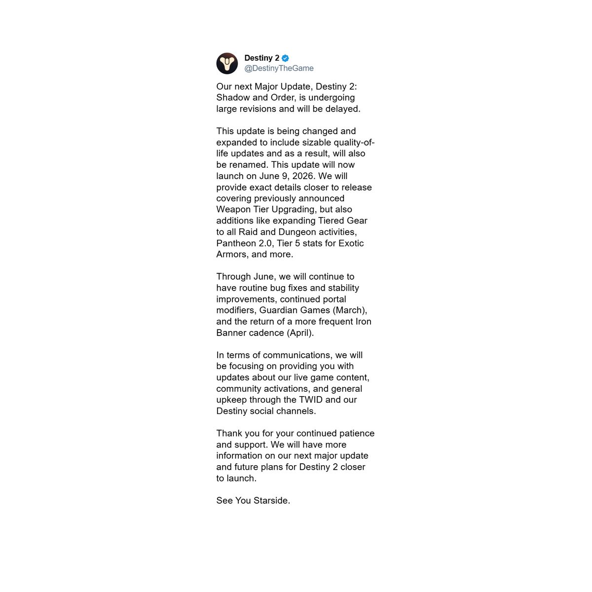 Destiny Bulletin tweet media