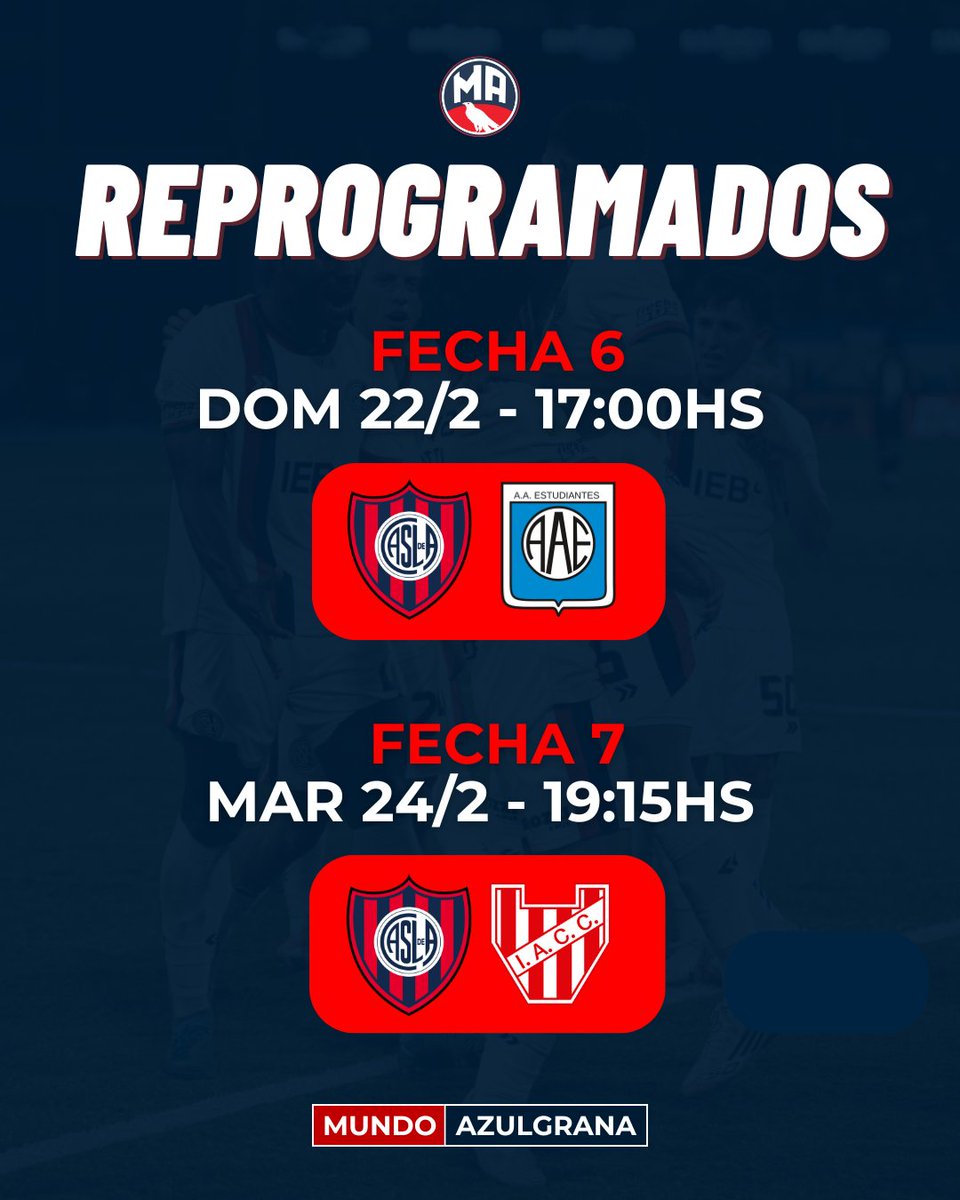 MundoAzulgrana's tweet photo. 🚨😳 INSÓLITA REPROGRAMACIÓN.

Con el cambio de días y horarios de los partidos, San Lorenzo deberá jugar dos partidos en 50hs de diferencia.

¿Opiniones? 🤔 https://t.co/3dk2ZDL6hS