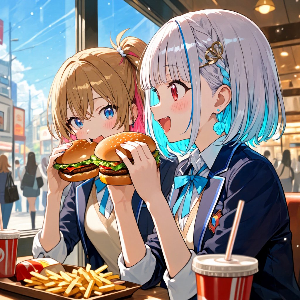 おはぷーん☁️🏫👭🍔🍟🥤🤗💕
#AIart #AIイラスト 179日目