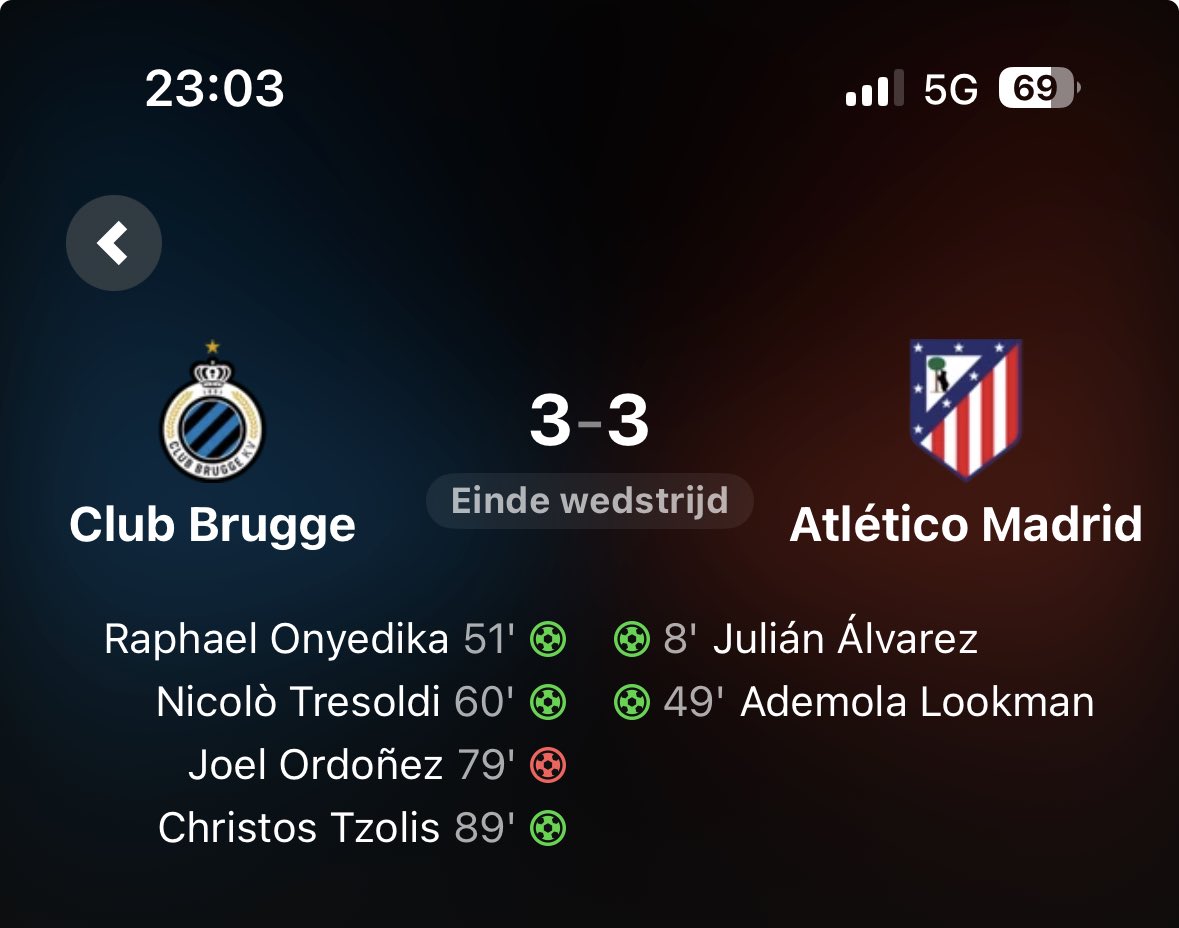 Fortune was not on our side. Penalty against (unlucky) not getting one for the same, half an own and a full own goal. Dominated atleti for 90 minutes. Proud of the character they showed. #cluatm