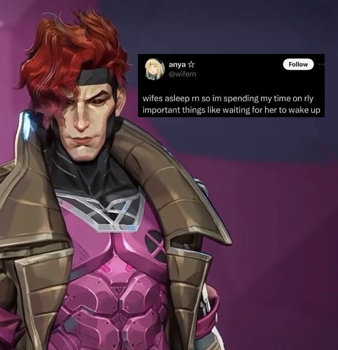 We love a wifeguy.
#ROMY #rogue #rogueandgambit #gambit #marvelrivals