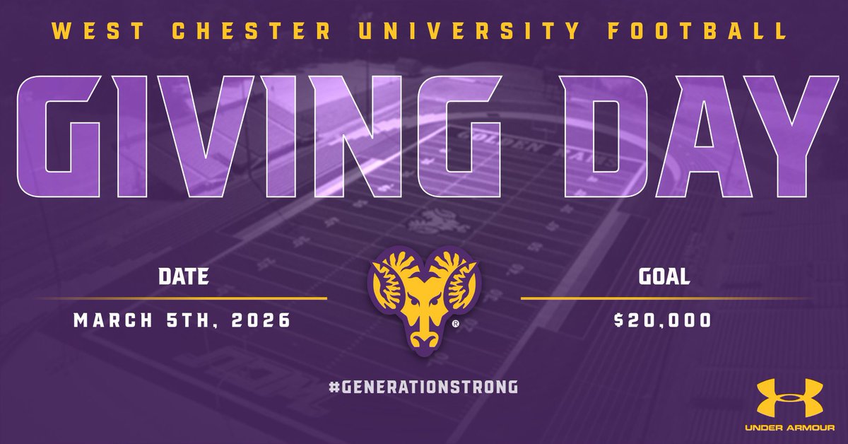 WCUGoldenRamsFB's tweet image. Mark your calendars, 2 Weeks Out ‼️

March 5th is the 2026 Golden Rams Football Giving Day!

Every donation fuels our program and supports the Killinger Foundation.

Click the link and show love to the Golden Rams!

givecampus.com/schools/WestCh…

#GenerationStrong #TheFutureIsNow