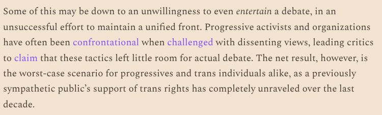 pblest's tweet photo. @JerusalemDemsas @TheArgumentMag It's one thing to publish a poll, it's another to make the argument that trans people (or the people advocating them) primarily caused this backlash without mentioning the avalanche of money and media that's gone into this issue over the past several years https://t.co/cTkTQNFWip
