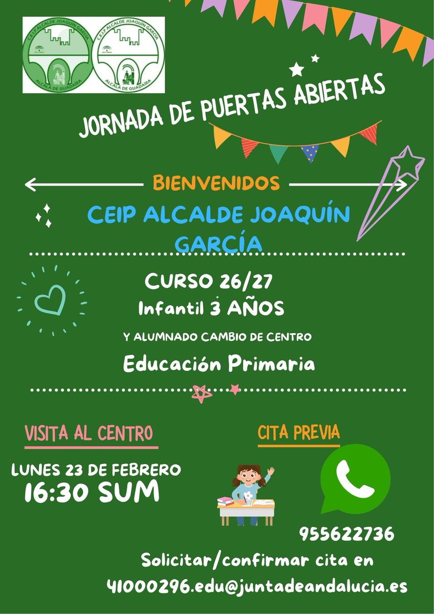Escolarización 26/27.
Ven a conocernos!!