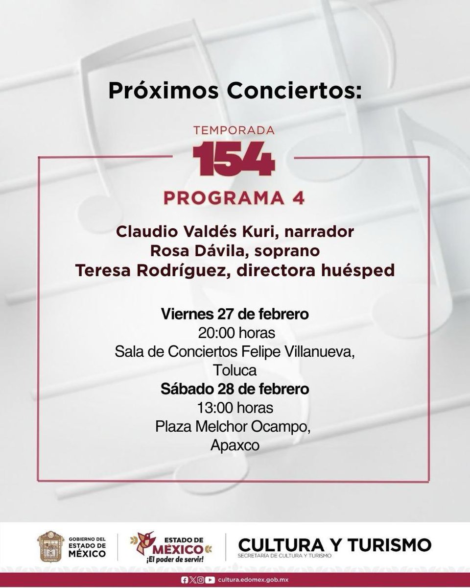 OSEMoficial's tweet photo. En el debut del maestro Gaetan Kuchta como director huésped de la OSEM en el #Programa3 de #La154, interpretaremos “Pavana para una infanta difunta” y “Mi madre la Oca” de Ravel, y la extraordinaria Sinfonía no. 2, de Borodín
¡Acompáñennos!
#ElPoderDeServir https://t.co/91d4TVu4on