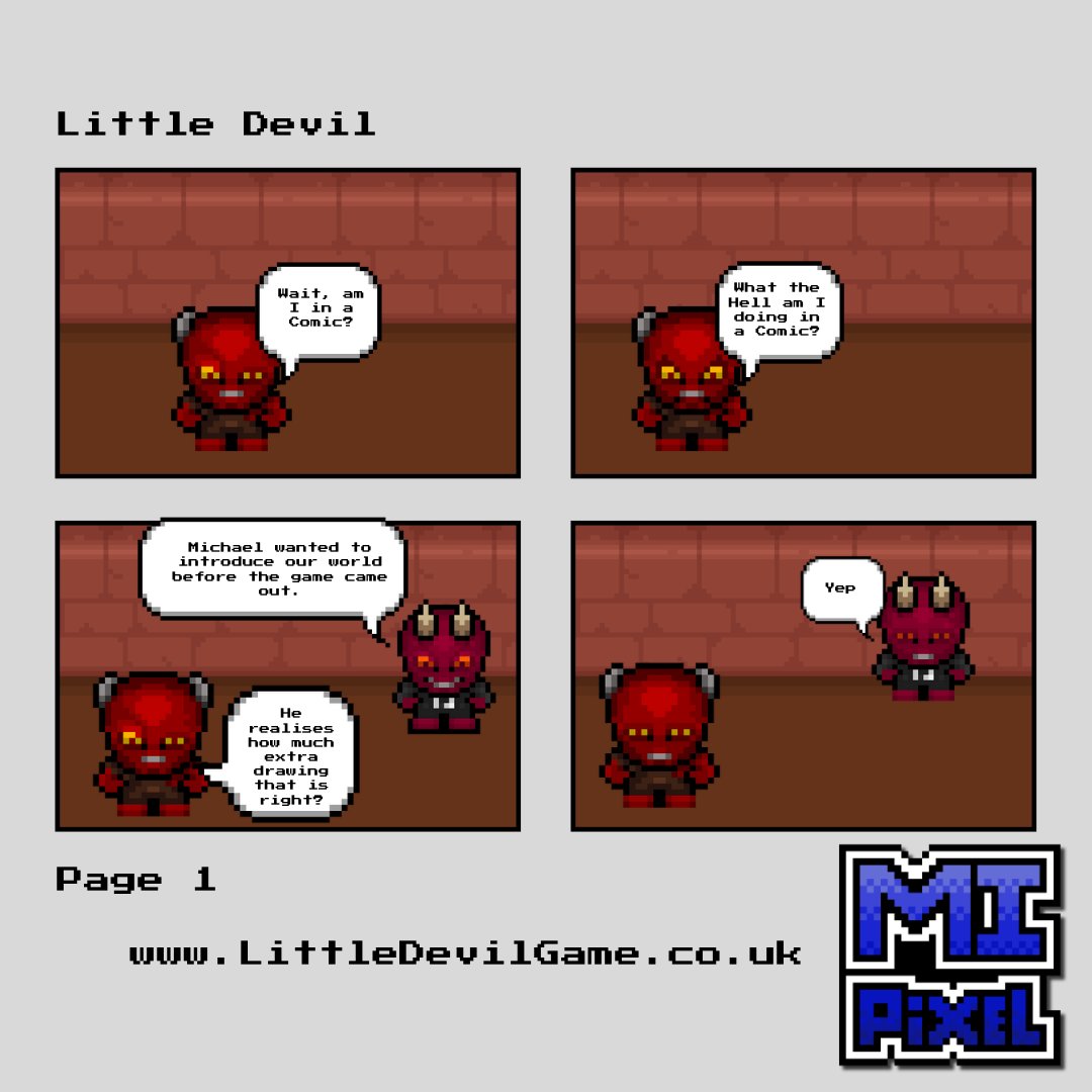 New here?

Little Devil is an indie pixel webcomic about chaos, ego, and very confident bad decisions.

95+ pages and counting.

Start from the beginning:
littledevilgame.co.uk

#LittleDevil #Webcomic #IndieComics #PixelArt #IndieCreator