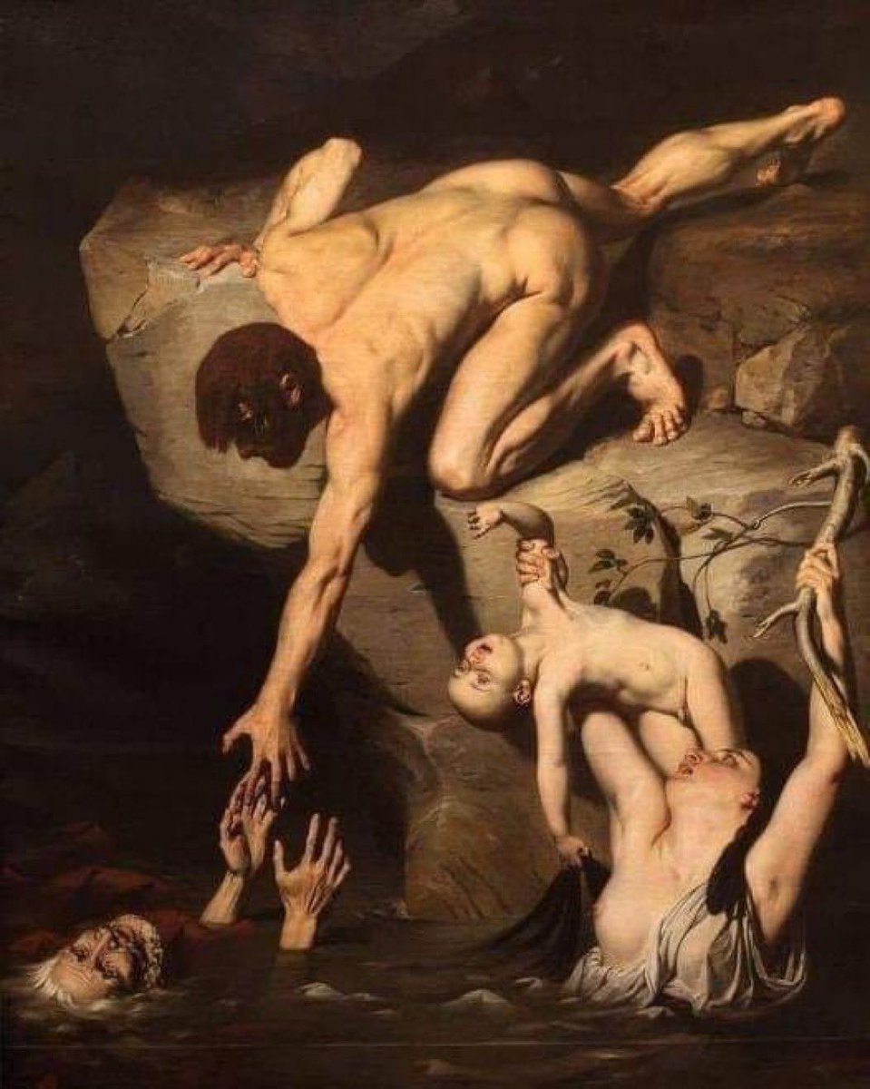 Oğlu ve eşi sulara gömülürken —yani kendi geleceği yok olurken— sakallı bir adamı kurtarmayı seçen bir adamı betimleyen bu çarpıcı tablo (1826), Rönesans öncesi Avrupa devletlerinin kaderini alegorik bir dille anlatır.
Fransız ressam Joseph Désiré Court’un en güçlü eserlerinden