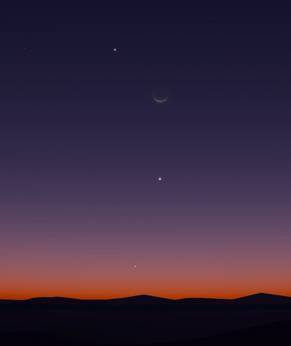 La Luna esta noche, con Mercurio, Venus y Saturno. 😍