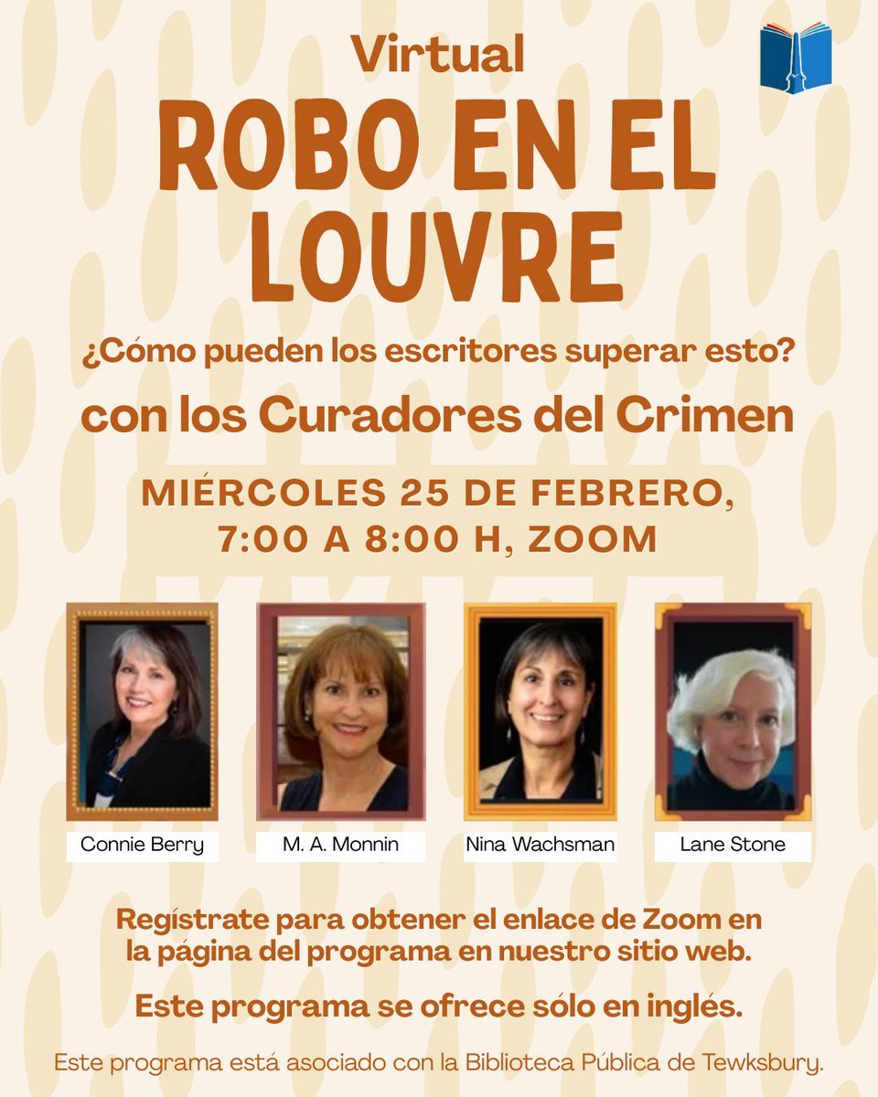 Virtual - Burglary At The Louvre -- How Can Writers Top This? Wednesday, February 25, 7:00—8:00 PM, Zoom. Sign up on the program page on our website: …emoriallibrary.assabetinteractive.com/calendar/virtu…