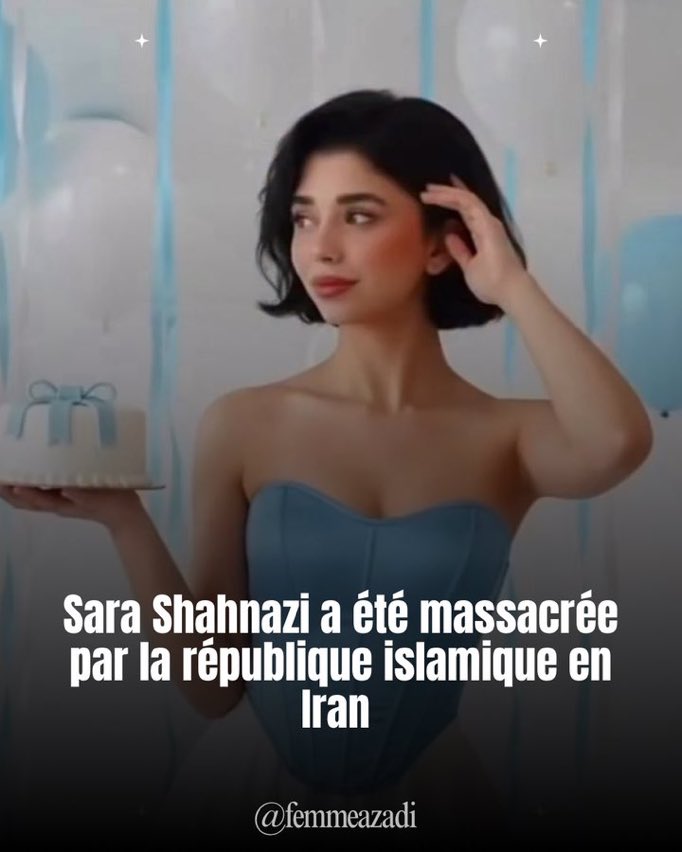 Sara a été assassinée par les musulmans du régime islamique en Iran

Il n’y aura pas de manifestation pour elle. 

Son visage ne tournera pas en boucle sur les comptes des soi-disant humanistes de #LFI 
Il n’y aura pas de flottille 

Aidez la vraie résistance 
Faites tourner 🙏