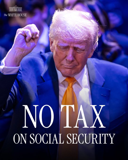 Do you support no tax on Social Security? 👍Yes or 👎No

Follow <a href="/ETrump3103/">Eric Trump Q</a>